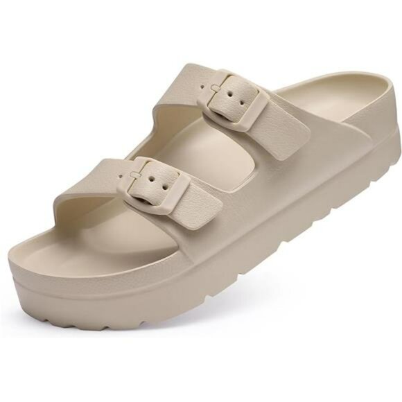 Platform Arch Support Sandals Slip On Foam Slides Buckle Comfort Summer Shoes - Picture 7 of 7
